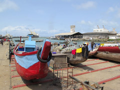 The boats of fishermen in the port of Cotonou