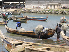 Fishermen in the port of Cotonou