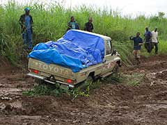 On the road to visit The Surma or the Suri People of the Omo Valley : the road is long and hard.