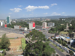 Meskel Square in the center of Addis Ababa, Ethiopia. It is often the site for public gathering, demonstrations and festivals.