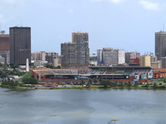 The soccer stadium in Abidjan