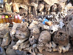 A market in Bamako : "products" for use in traditional medicine as well as by "sorcerers".