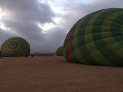 Filming from a hot air balloon.