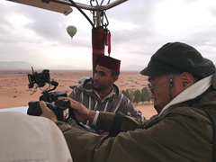 Filming from a hot air balloon.