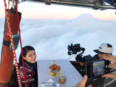 Filming from a hot air balloon.