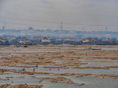 Makoko, a " Floating Slum " or shanty town on stilts in the center of Lagos