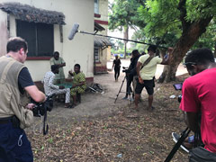 Filming on the set of a Nollywood movie