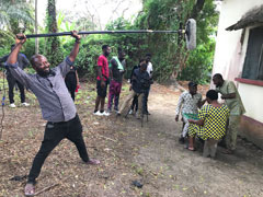 Filming on the set of a Nollywood movie