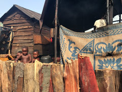 Makoko, a " Floating Slum " or shanty town on stilts in the center of Lagos