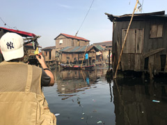 Makoko, a " Floating Slum " or shanty town on stilts in the center of Lagos