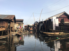 Makoko, a " Floating Slum " or shanty town on stilts in the center of Lagos