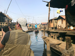 Makoko, a " Floating Slum " or shanty town on stilts in the center of Lagos