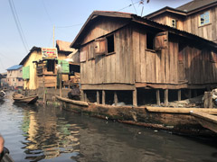 Makoko, a " Floating Slum " or shanty town on stilts in the center of Lagos