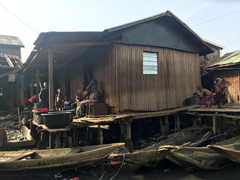 Makoko, a " Floating Slum " or shanty town on stilts in the center of Lagos