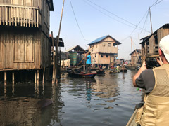 Makoko, a " Floating Slum " or shanty town on stilts in the center of Lagos