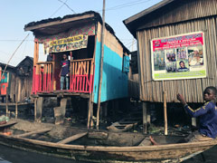 Makoko, a " Floating Slum " or shanty town on stilts in the center of Lagos