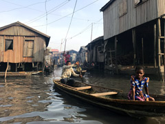 Makoko, a " Floating Slum " or shanty town on stilts in the center of Lagos