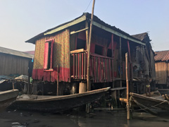 Makoko, a " Floating Slum " or shanty town on stilts in the center of Lagos