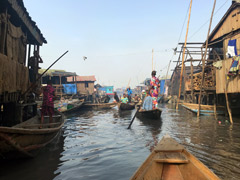 Makoko, a " Floating Slum " or shanty town on stilts in the center of Lagos