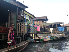 Makoko, a " Floating Slum " or shanty town on stilts in the center of Lagos