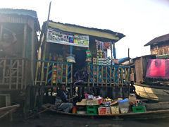 Makoko, a " Floating Slum " or shanty town on stilts in the center of Lagos