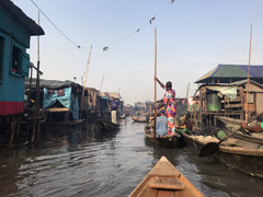 Makoko, a " Floating Slum " or shanty town on stilts in the center of Lagos