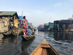 Makoko, a " Floating Slum " or shanty town on stilts in the center of Lagos