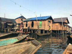 Makoko, a " Floating Slum " or shanty town on stilts in the center of Lagos