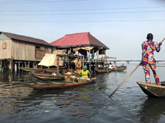 Makoko, a " Floating Slum " or shanty town on stilts in the center of Lagos