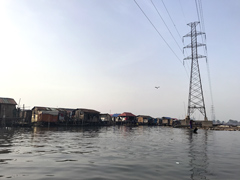 Makoko, a " Floating Slum " or shanty town on stilts in the center of Lagos