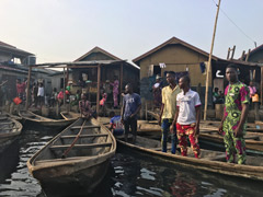 Makoko, a " Floating Slum " or shanty town on stilts in the center of Lagos