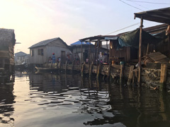 Makoko, a " Floating Slum " or shanty town on stilts in the center of Lagos