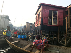 Makoko, a " Floating Slum " or shanty town on stilts in the center of Lagos