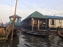 Makoko, a " Floating Slum " or shanty town on stilts in the center of Lagos