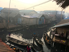 Makoko, a " Floating Slum " or shanty town on stilts in the center of Lagos