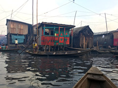 Makoko, a " Floating Slum " or shanty town on stilts in the center of Lagos