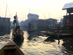 Makoko, a " Floating Slum " or shanty town on stilts in the center of Lagos