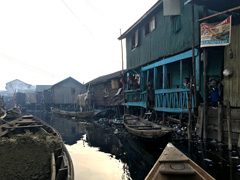 Makoko, a " Floating Slum " or shanty town on stilts in the center of Lagos