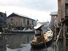 Makoko, a " Floating Slum " or shanty town on stilts in the center of Lagos