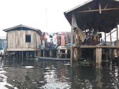 Makoko, a " Floating Slum " or shanty town on stilts in the center of Lagos