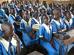 a middle school classroom in northern Uganda