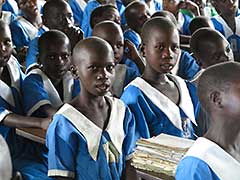 a middle school classroom in northern Uganda