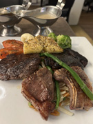 Greenland: Reindeer meat on the left, lamb in the middle, and whale on the right