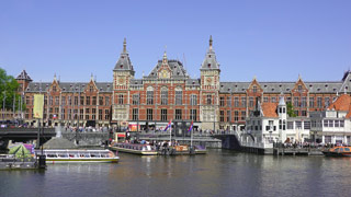 The Central Train Station of Amsterdam.