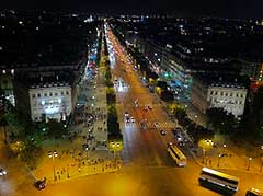 The Champs Elysées as seen from the top of the Arc de Triomphe