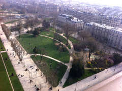 A park at the foot of the Eiffel Tower.