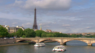 The River Seine and the Eiffel Tower as seen from Pont Alexandre III