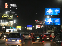 Entre l'aeroport et le Caire : un foret sans fin de panneaux publicitaires.