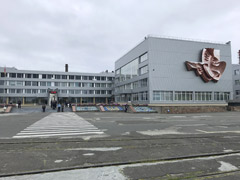 Tchernobyl : l'entrée principale de la centrale nuléaire.