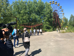 Touristes en visite à Pripyat